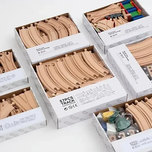 50pcs Wooden Track Building Kit for Kids