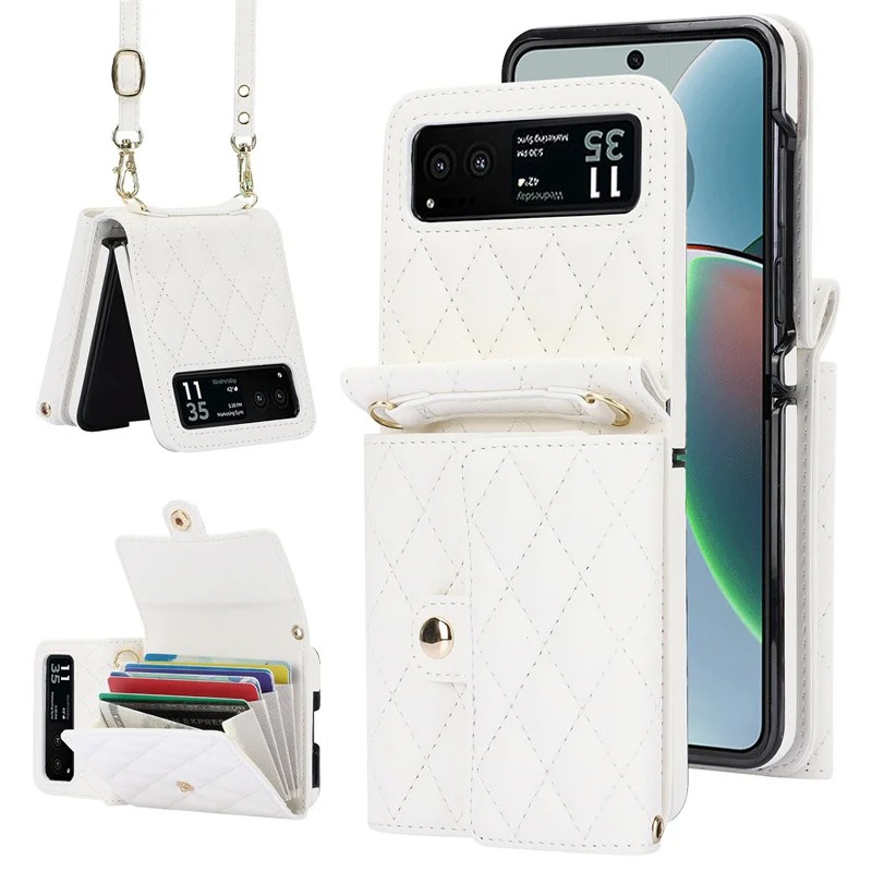 PU Leather Crossbody Lanyard Case for Motorola Razr 40 / Razr 40 Ultra