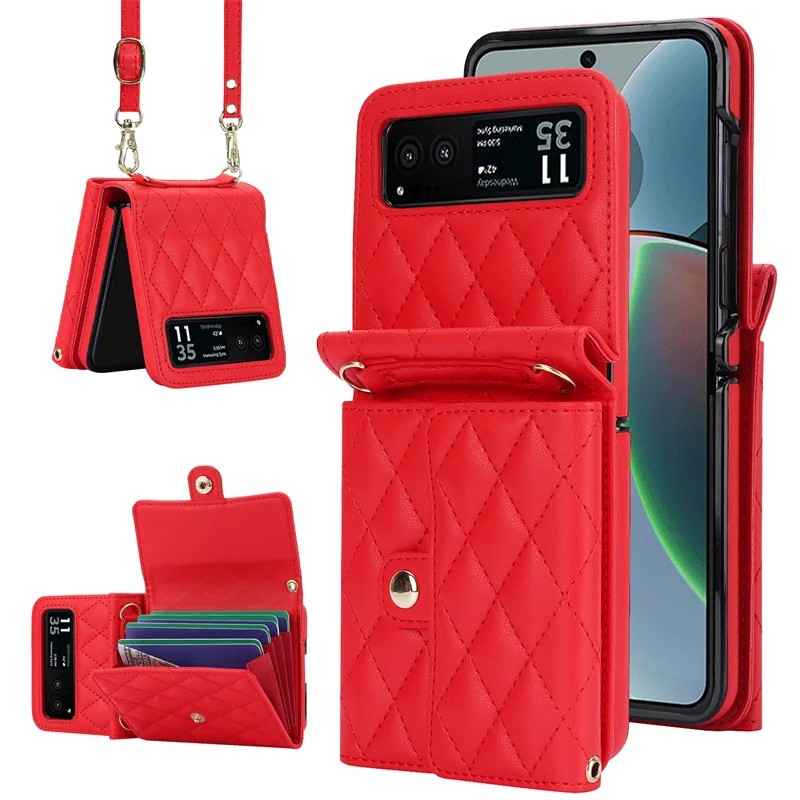 PU Leather Crossbody Lanyard Case for Motorola Razr 40 / Razr 40 Ultra
