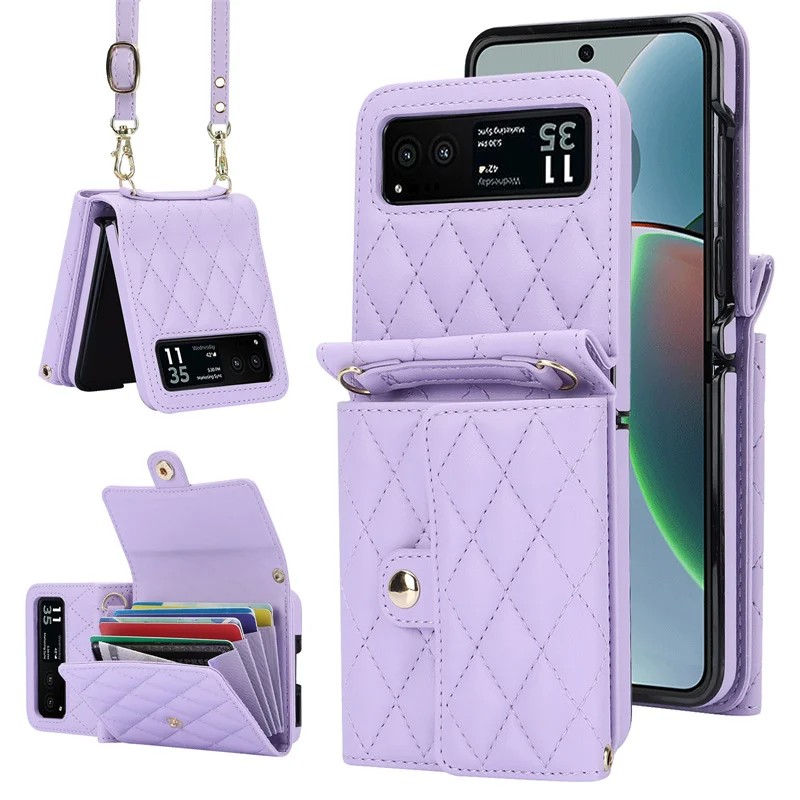 PU Leather Crossbody Lanyard Case for Motorola Razr 40 / Razr 40 Ultra