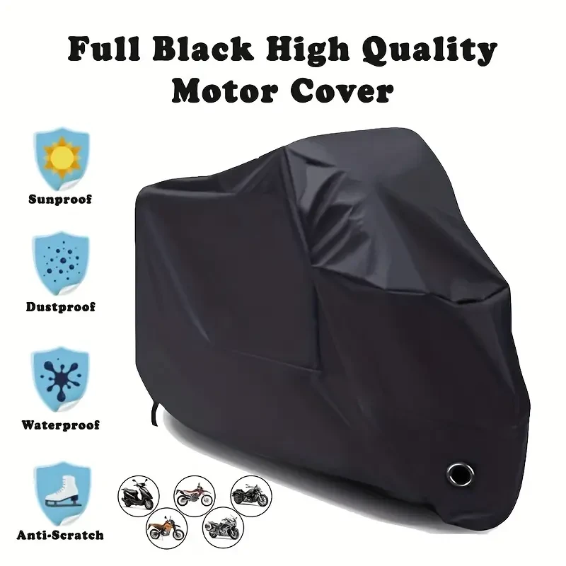 Motorcycle Covers, Heavy Duty 210D Waterproof UV Protective Tear Proof Motorbike Cover With Safety Cloth Lock Holes Design