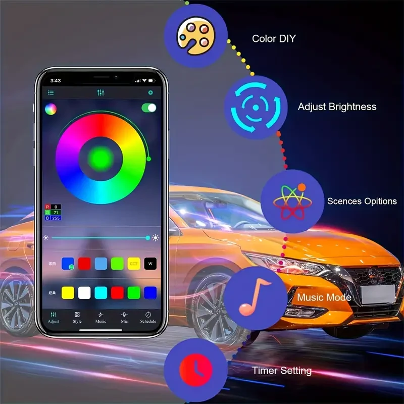 4.98 Meter Car Interior LED Strip Lights