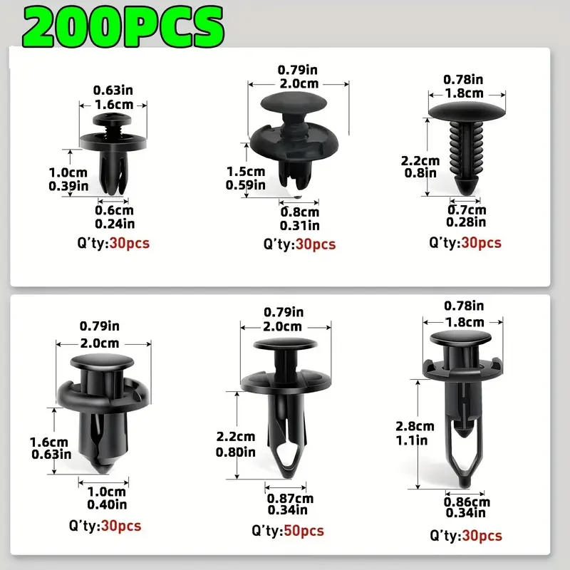 Toyota Ford GM Honda 200pcs Universal Car Fixing Clip