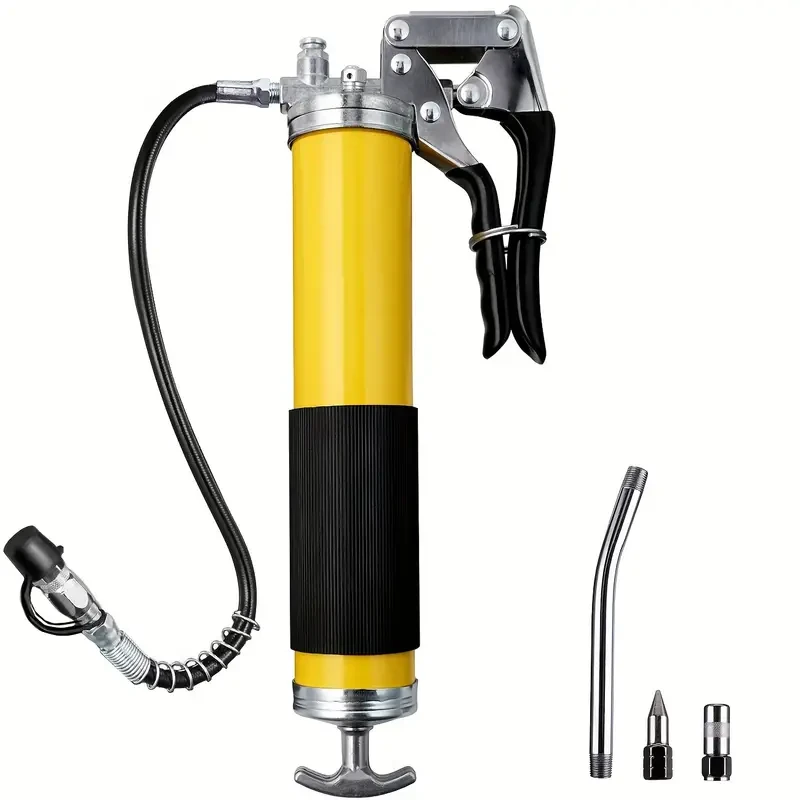 8000 PSI Heavy Duty Pistol Grip Oil Gun Kit With 14 Oz Load, 45.72 Cm Spring Deflection Hose