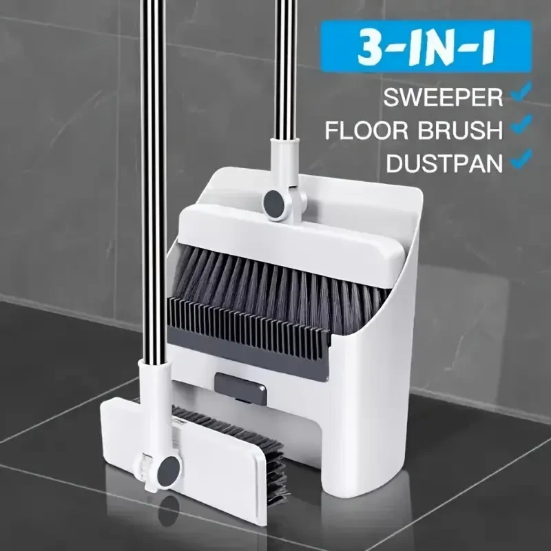 3-in-1 Foldable Broom and Dustpan Set