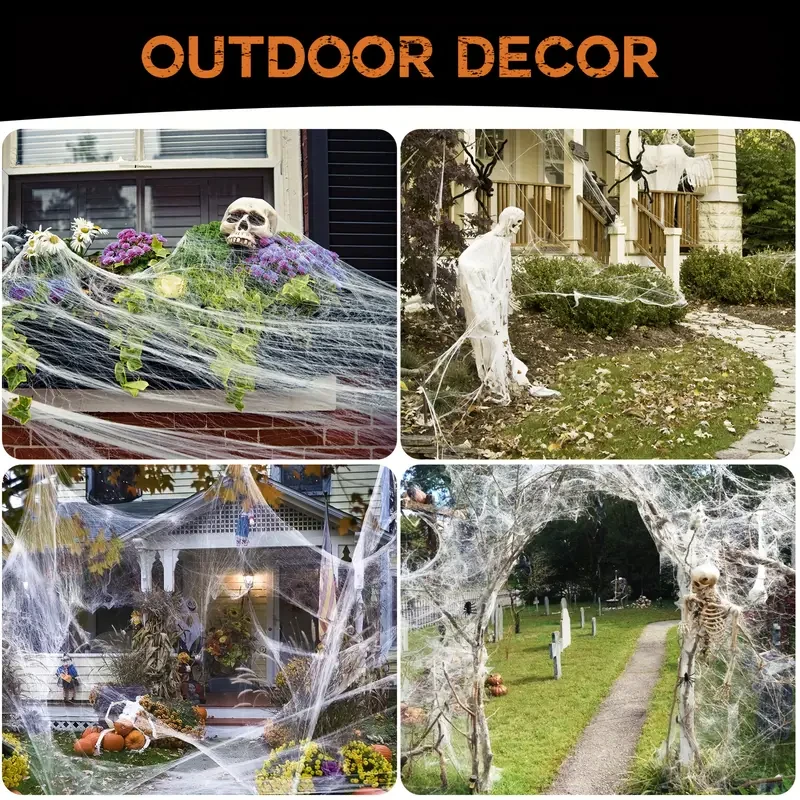 200 Soft Spider Webs Halloween Decorations Bonus With 10 Fake Spiders