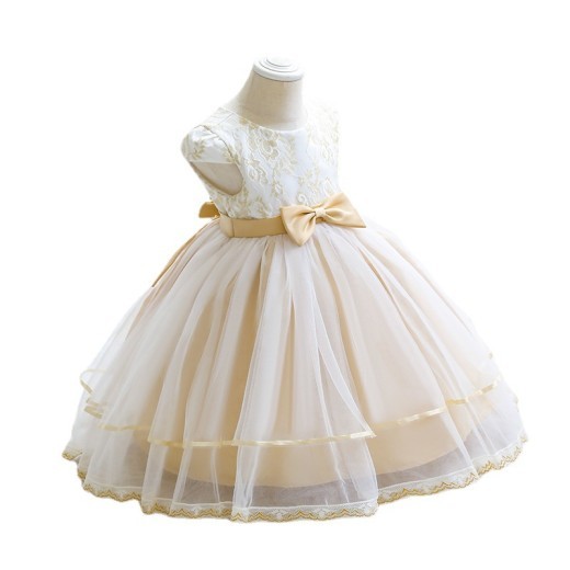 Girls' Princess Dress Embroidered Mesh