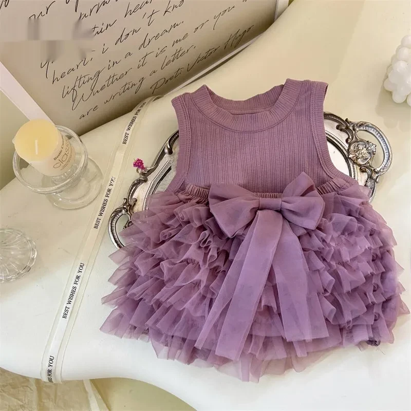 Summer Suit Baby Girls' Purple Vest Top