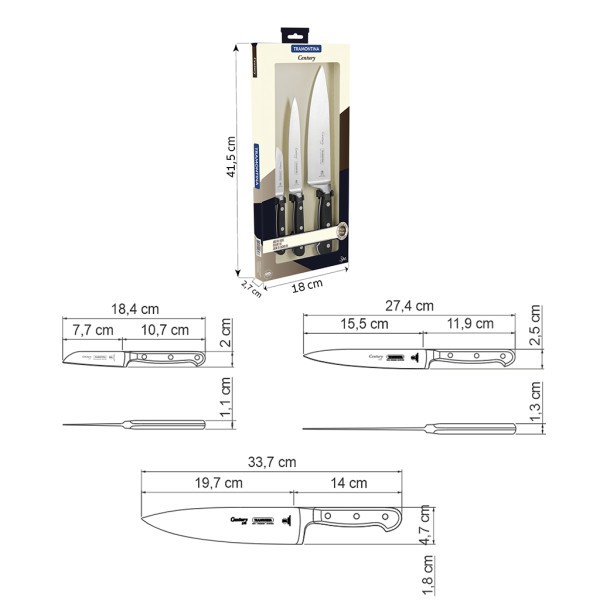 Century Knife 3 Piece Set - Tramontina