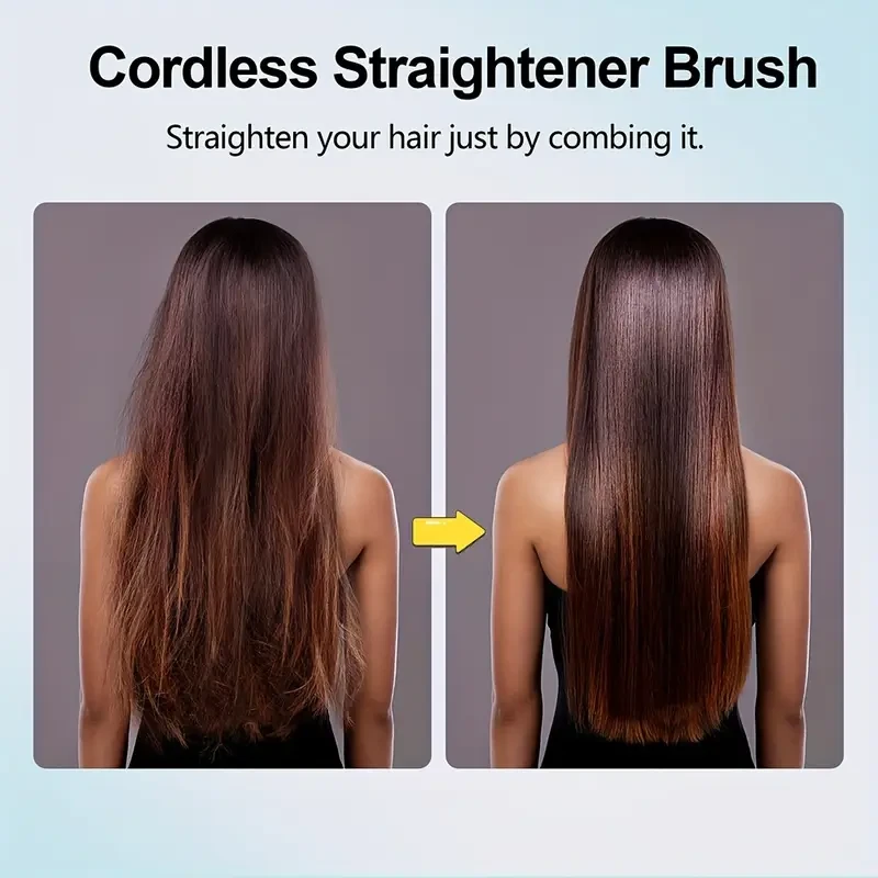 GENAI Cordless Hair Straightener Brush with Negative Ion Technology