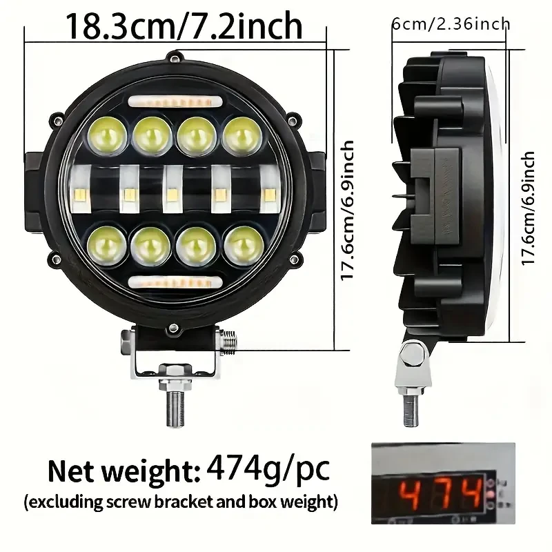 17.78 cm Round LED Off-Road Driving Lights