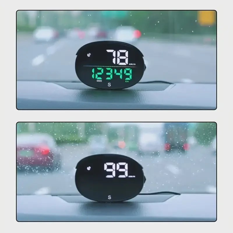 KWHUD Car Dashboard Display - Speedometer, Odometer & Time Gauge with Compass & Over-Speed Alert