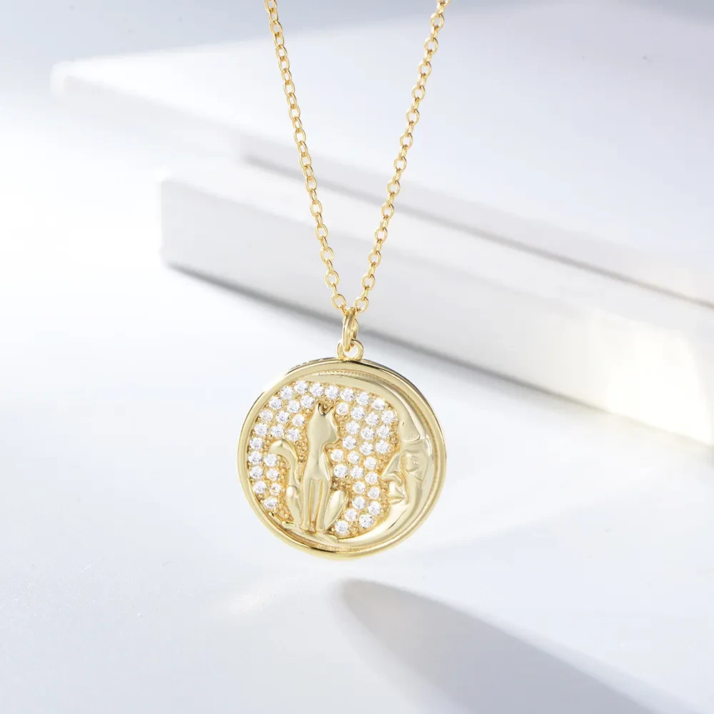 Micro-inlaid Zircon Cat Pendant Necklace