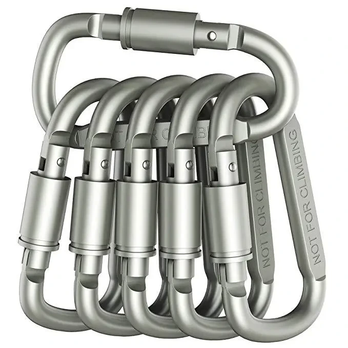 Aluminum D-ring Locking Carabiner Shallow But Strong With Lock And Bold Outdoor Lifesaving D-shaped Carabiner