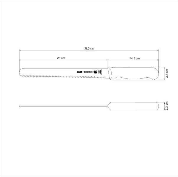 Professional Master Black Bread Knife 10", 25cm - Tramontina