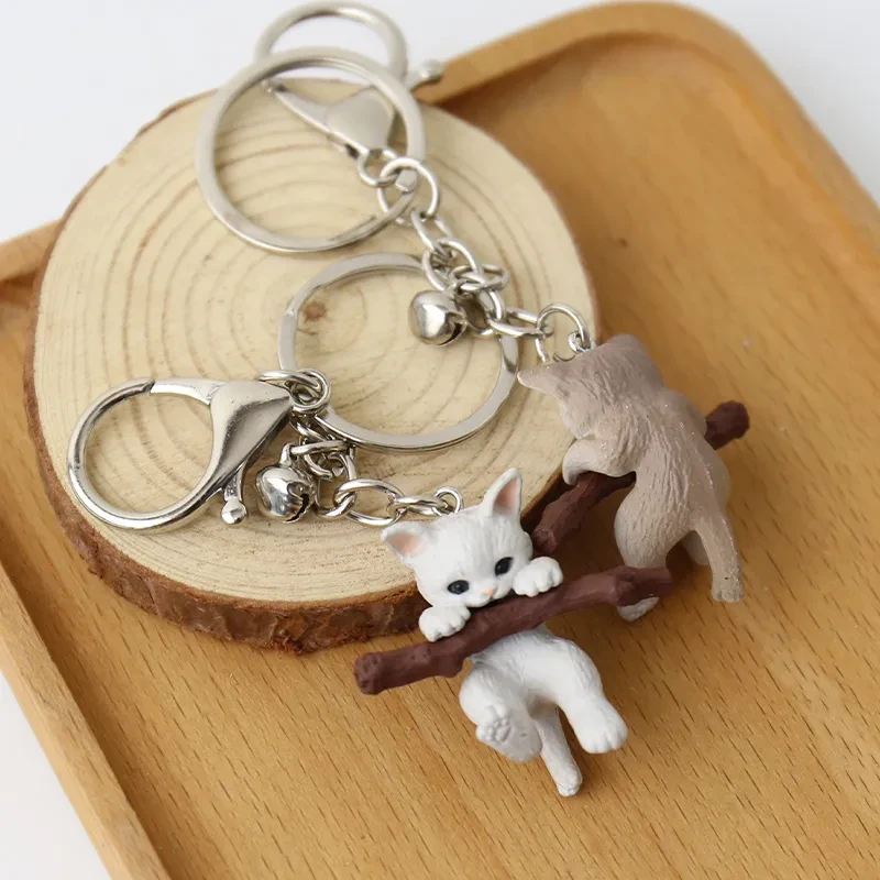 Cute Pet Branch Kitty Bell Buckle Key Chain Q Version Cartoon Farm Cat Keychain
