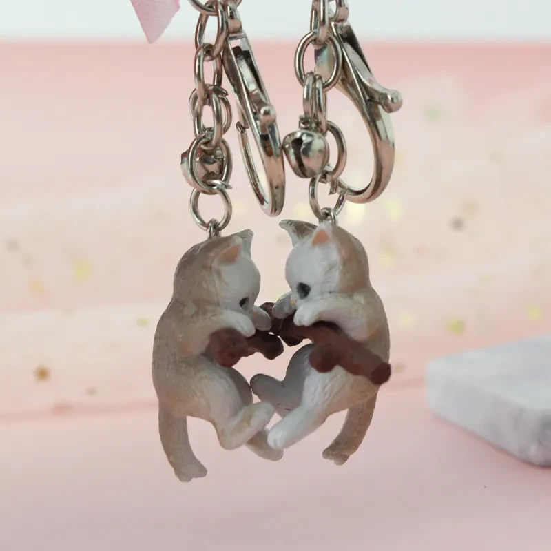 Cute Pet Branch Kitty Bell Buckle Key Chain Q Version Cartoon Farm Cat Keychain