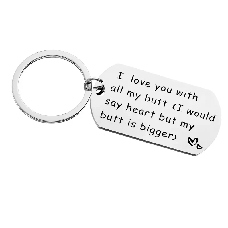 L Love You With All My Butt Stainless Ssteel Couple Lettering Keychain