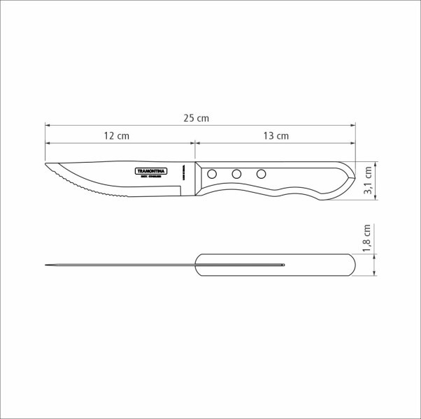 Churrasco Steak Knife Spanish 4 Piece Set 11cm Red Handles  - Tramontina