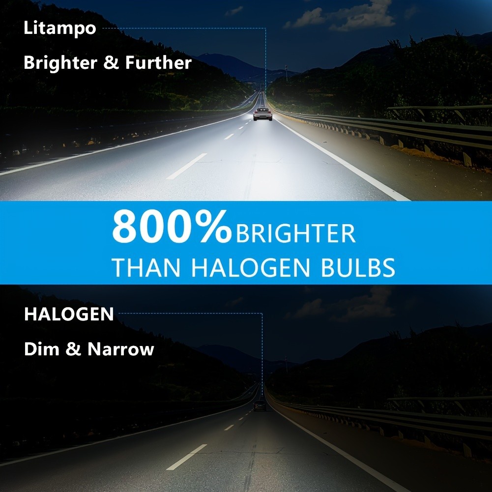 LITAMPO LED Headlight Bulb H4 H7 H11 9005 9006 120W 50000LM 6500K Car Replacement Upgraded Auto Light Bulb Can-Bus Error Free, High Low Beam, 800% Brighter