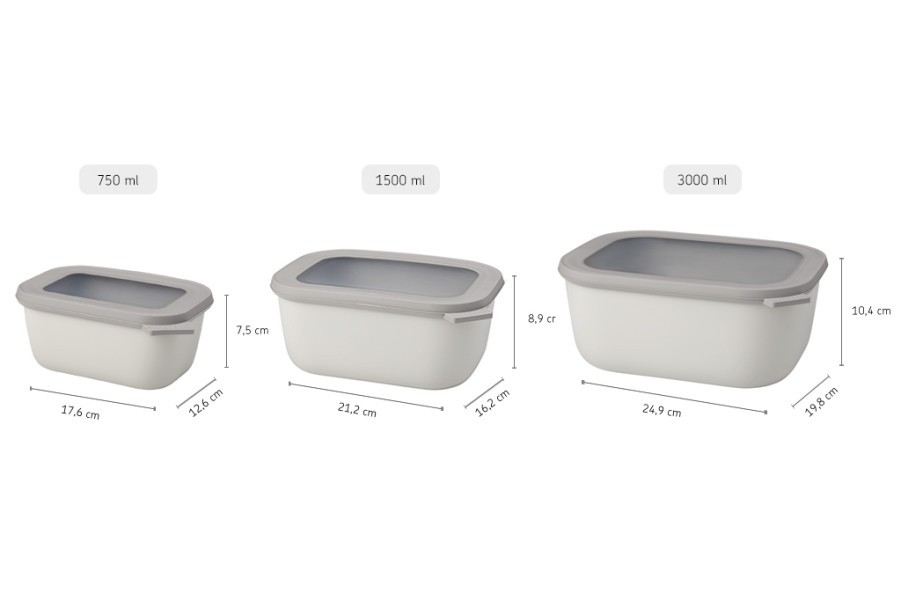 Cirqula Rectangle Large Set 3 Piece Nordic White - Mepal