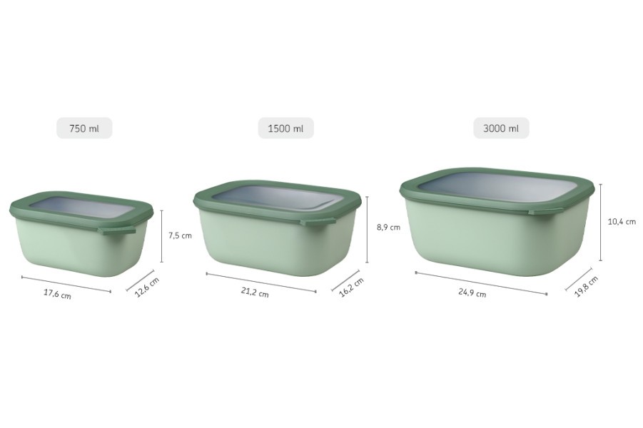 Cirqula Rectangle Large Set 3-Piece Nordic Sage - Mepal