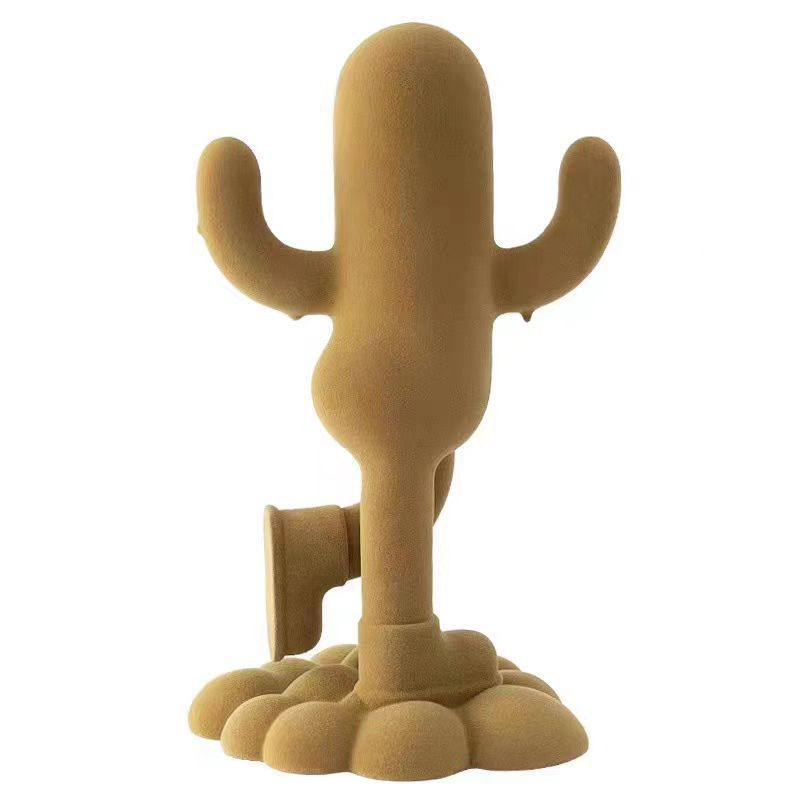 Funny Human-shaped Cactus Flocking Crafts Ornaments