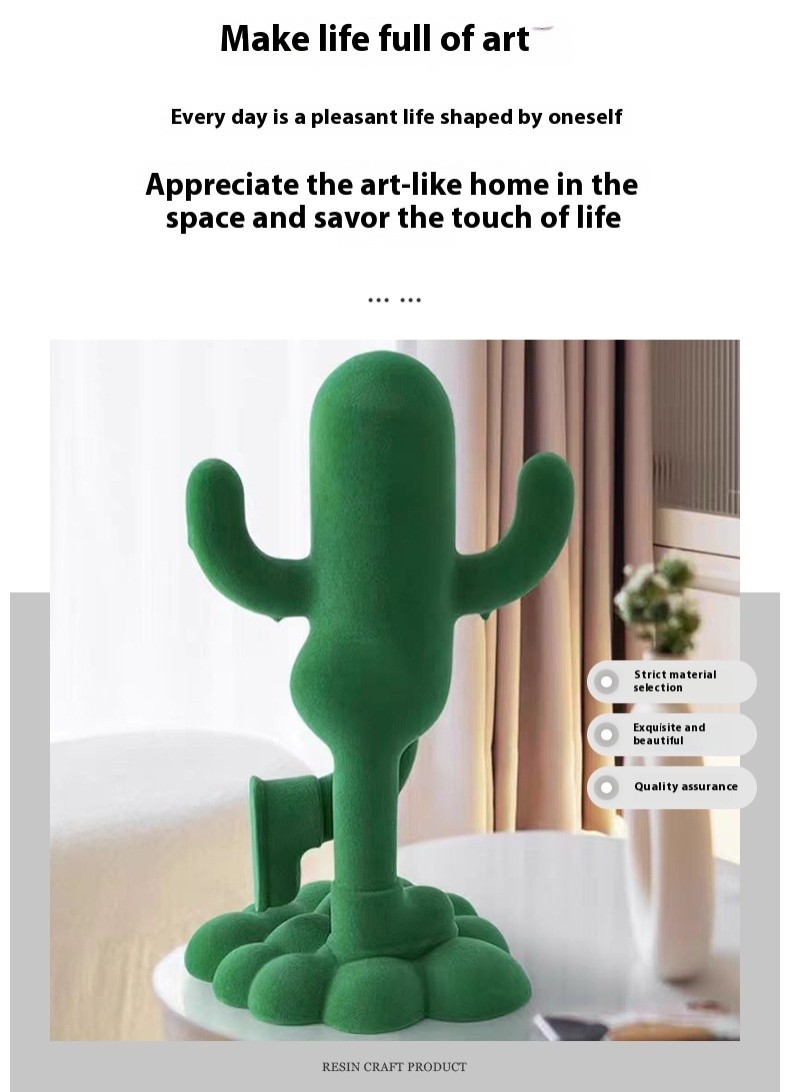 Funny Human-shaped Cactus Flocking Crafts Ornaments