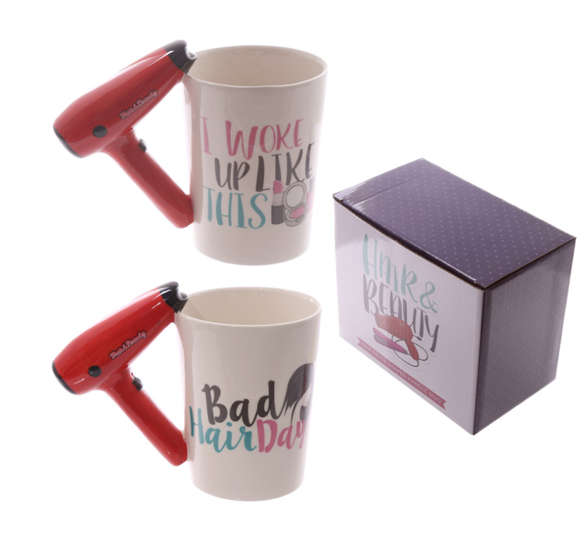 Creative Ceramic Hair Dryer Mug Ladies Tool Hair Dryer Hair Salon Bathroom Decor Vanity Decor Coffee Cup Hairdresser Gift