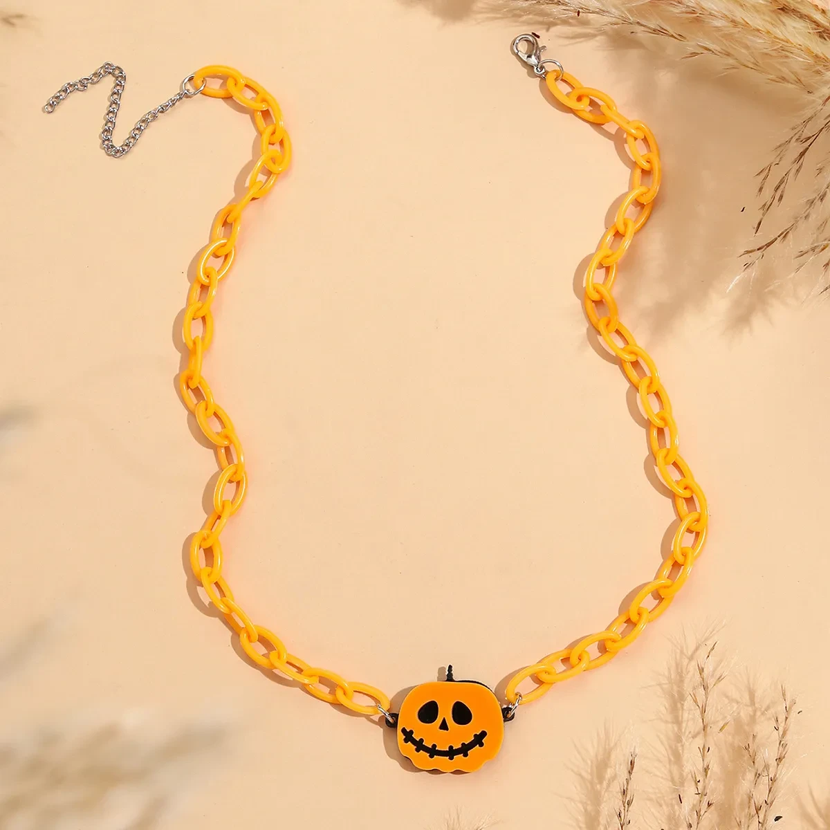 Pumpkin Imp Pendant Resin Chain Necklace