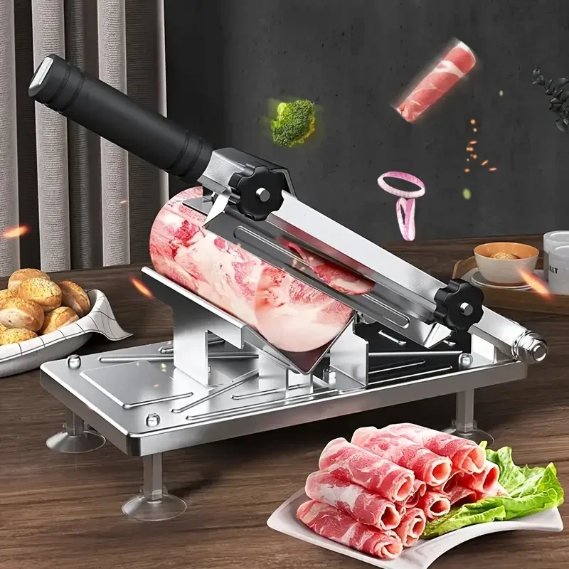 One-Piece Home Meat Slicer  Manual Stainless Steel Meat Cutter