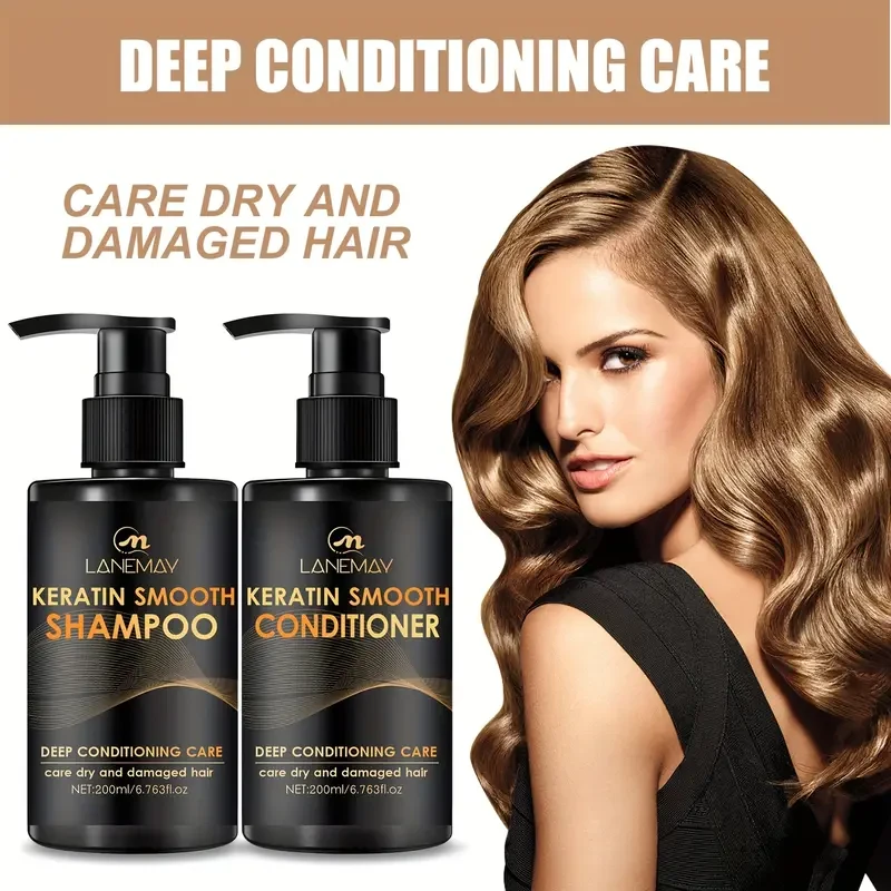 2pcs Keratin Smooth Shampoo and Conditioner Set