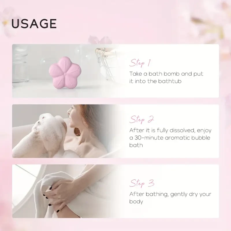 LAIKOU Japan Sakura Bubble Bath Bomb 30g Gentle Cleansing Smooth And Nourishing Moisturizing