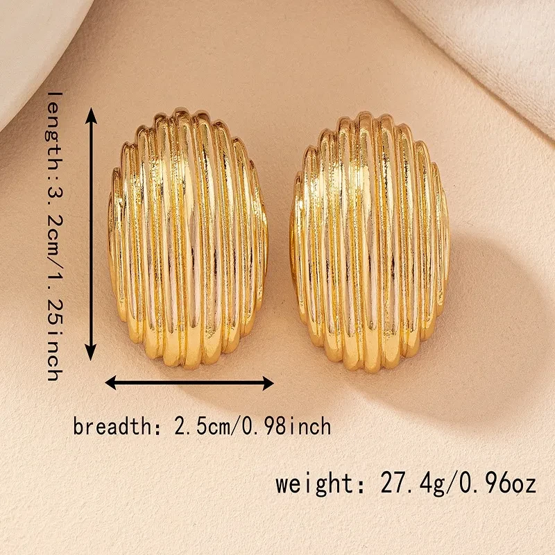 Vintage Crumpled Metal Hollow Semi-circle Earrings