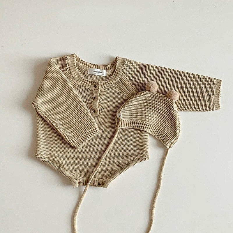Knitted Rompers With Hat