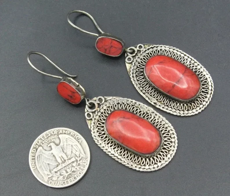 New Fashion Turquoise Exaggerating Pendant Earrings For Women