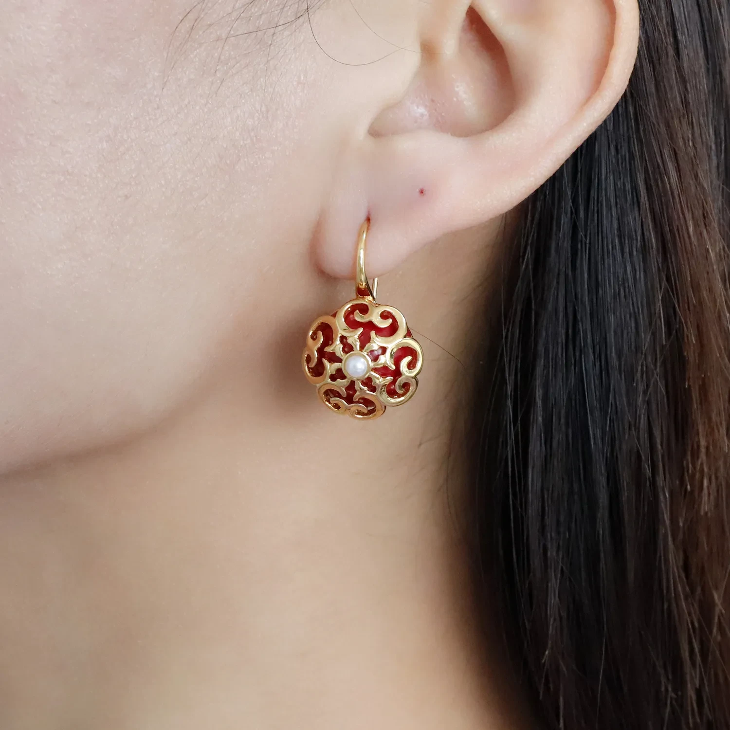 Chinese Style Earrings Eardrops Hollow Pattern Ancient Costume