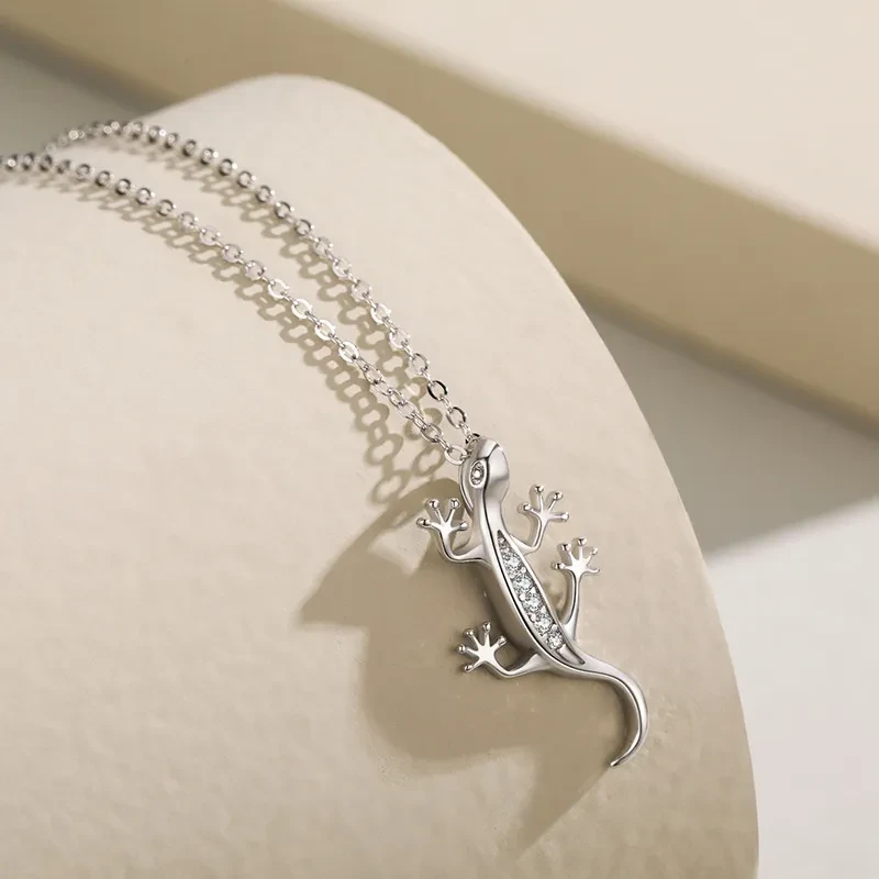 S925 Sterling Silver Gecko Pendant Necklace
