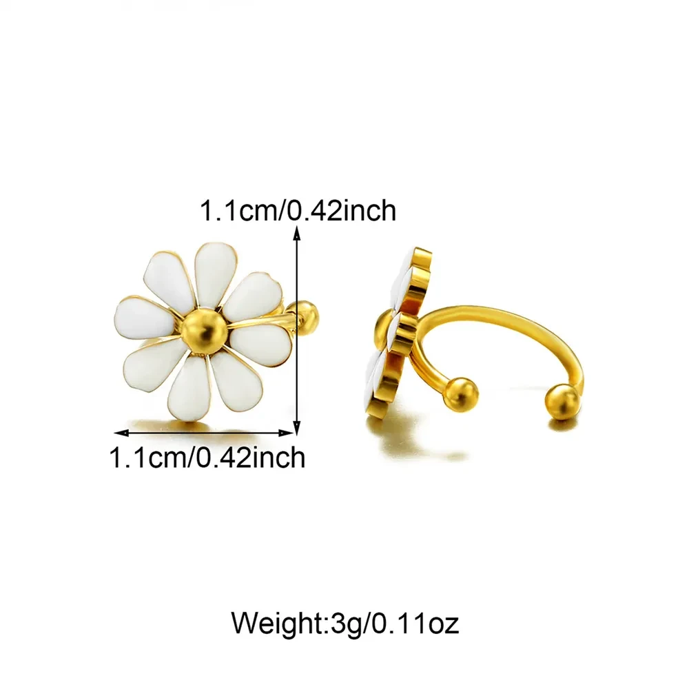 Ear Clip Stainless Steel White Dripping Female