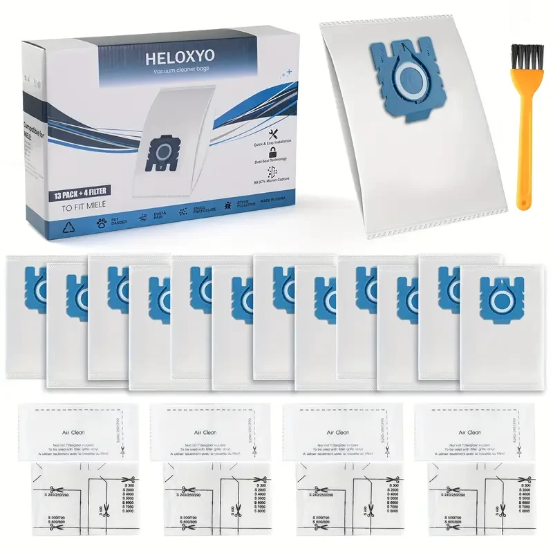 13-Pack of 3D Air Purification Dust Bags: Suitable for Miele GN Vacuum Cleaner Bags