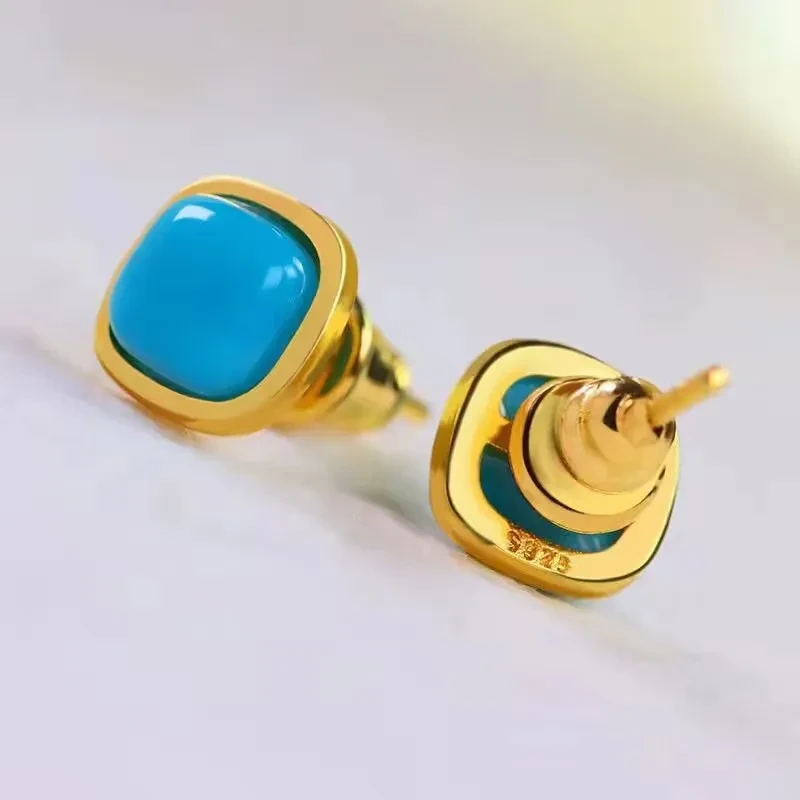 Retro Minority Fashion Turquoise Stud Earrings For Women