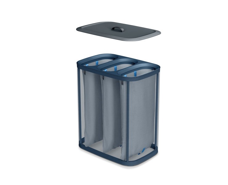 Tota Trio 90L Laundry Separation Basket - Black - Joseph Joseph
