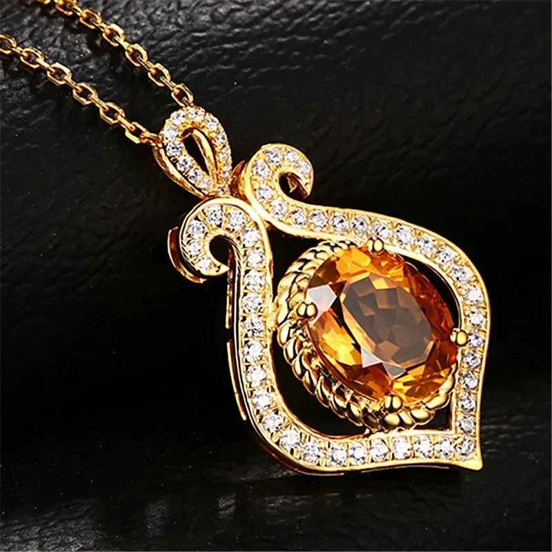 Drop Shaped Diamond Topaz Pendant Necklace