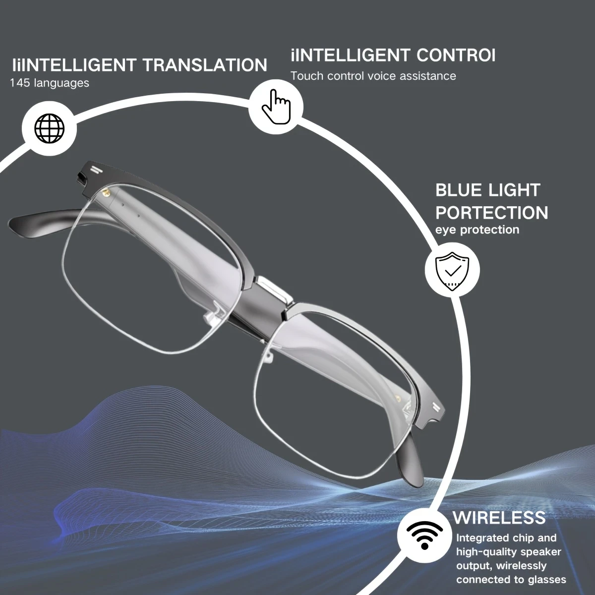 Wireless Smart -Translation Glasses with 144 Language Translations