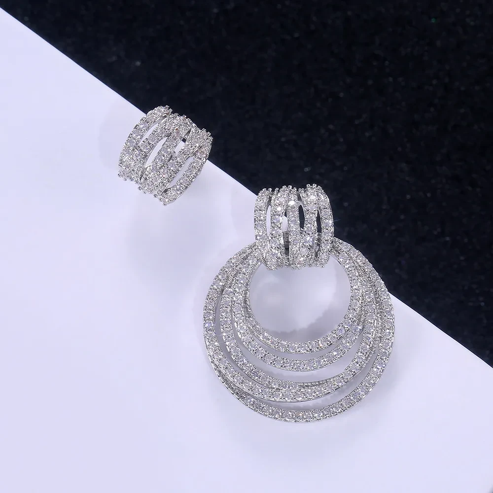 Luxury Multi-layer Round Ring Earrings Women