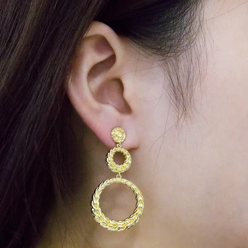 Luxury Gold-plated Earrings Women's Exaggerated Long
