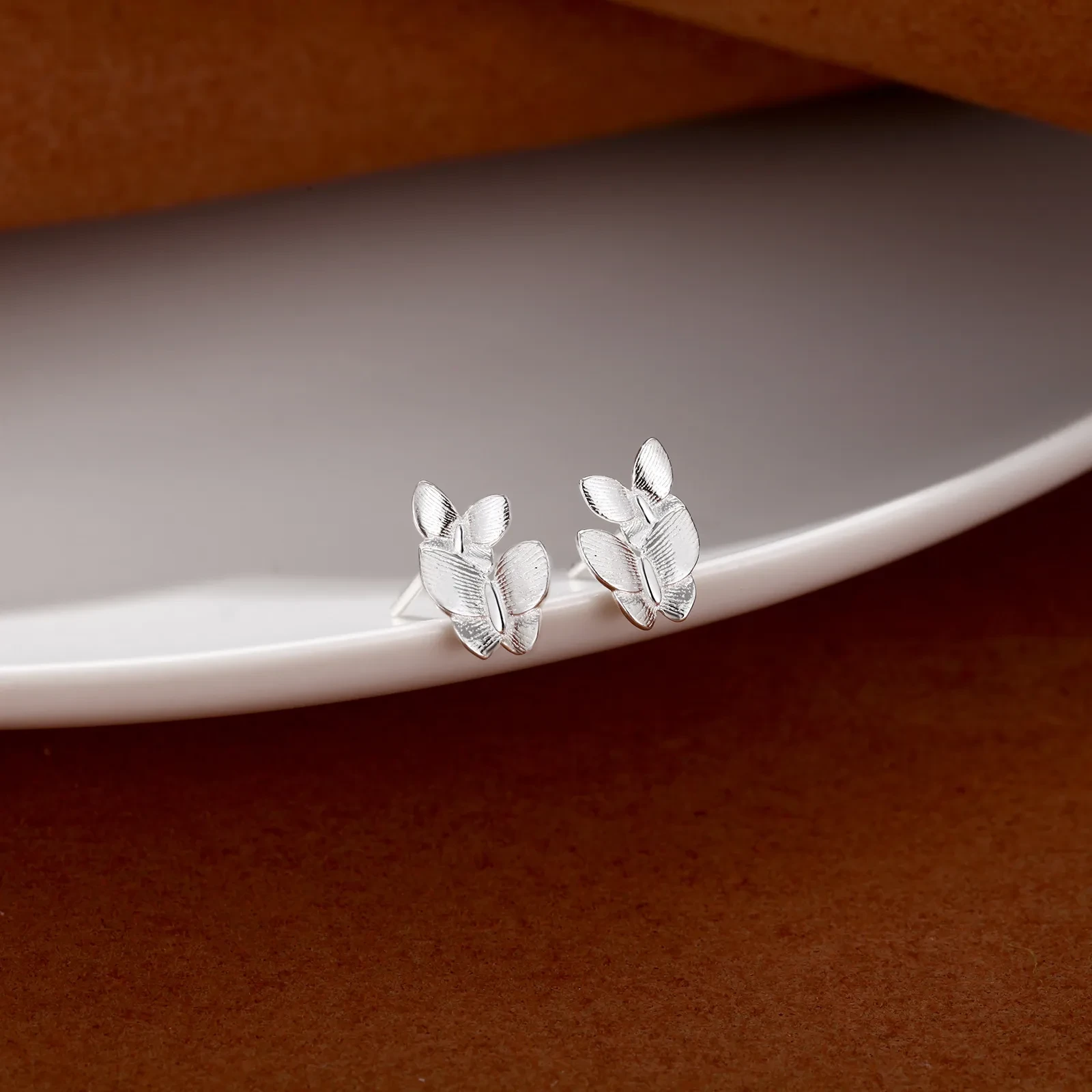 S999 Sterling Silver Pure Silver Butterfly Studs