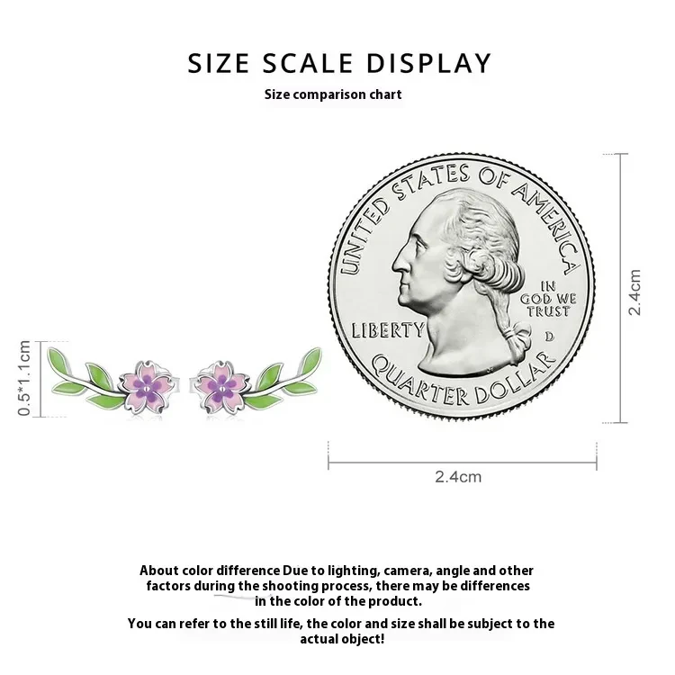S925 Silver Jewelry Personalized Fashion Flower Leaves Sterling Silver Stud Earrings