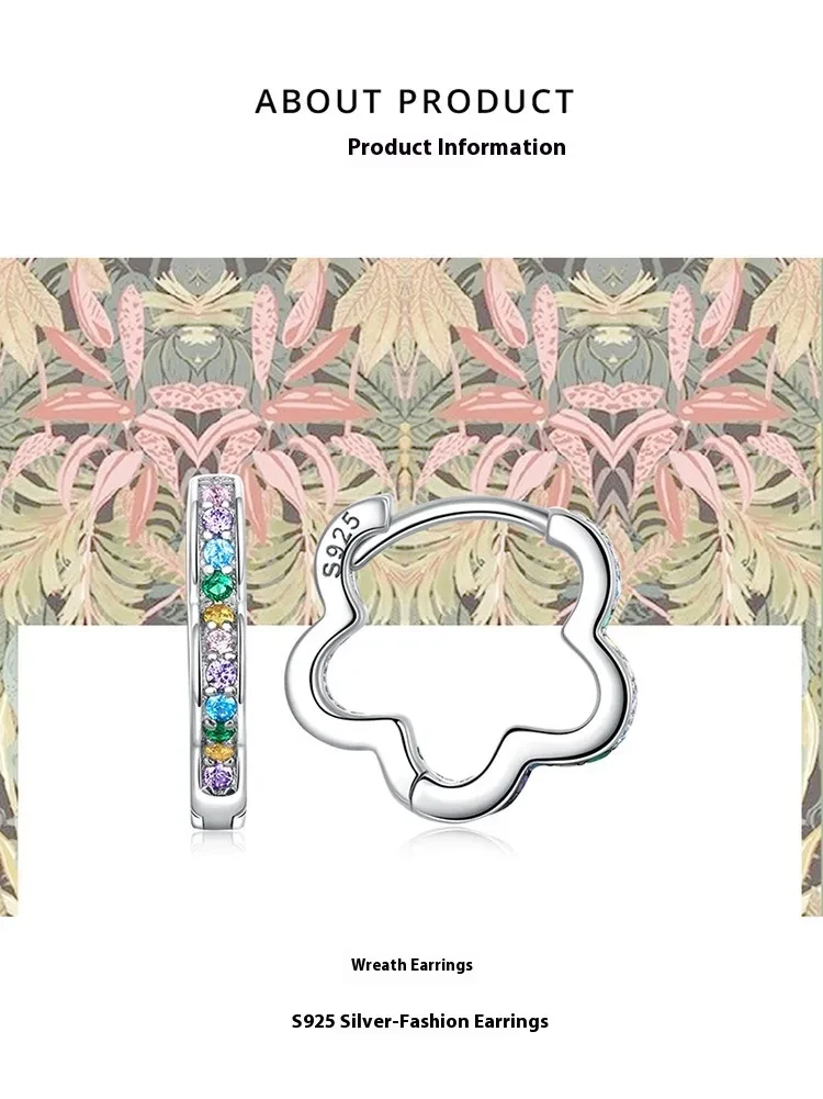 New Dense Inlaid Zircon Garland Ear Clip Sterling Silver