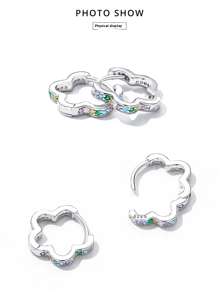 New Dense Inlaid Zircon Garland Ear Clip Sterling Silver